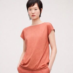 COS Rust Slim Fit Mercerized Cotton Tee | XS | NWT | Minimalist